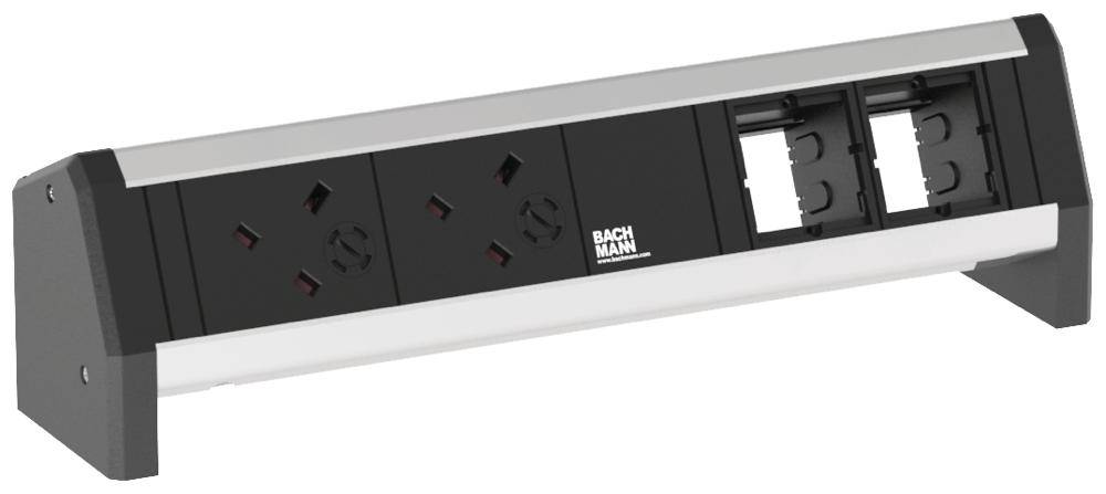 Bachmann 902.024 Steckdosenleiste ohne Schalter Schwarz, Aluminium Schutzkontakt