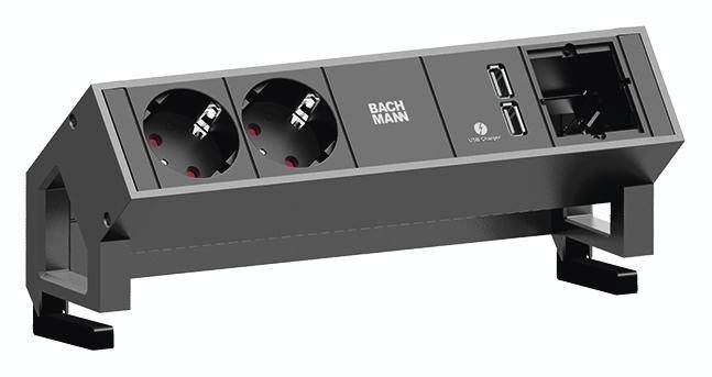 Bachmann 902.428 Steckdosenleiste ohne Schalter Edelstahl Schutzkontakt