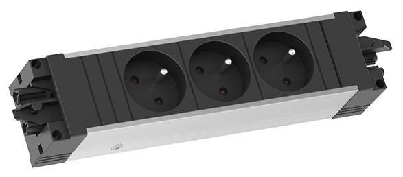 Bachmann 906.1075 Steckdosenleiste ohne Schalter Aluminium, Schwarz Schutzkontakt