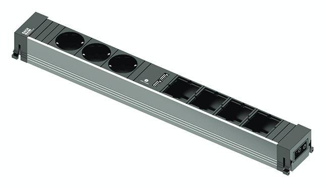 Bachmann 909.0057 Steckdosenleiste ohne Schalter Aluminium, Schwarz Schutzkontakt