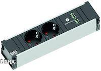 Bachmann 912.0171 Steckdosenleiste ohne Schalter Aluminium, Schwarz Schutzkontakt