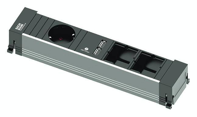 Bachmann 916.0041 Steckdosenleiste ohne Schalter Aluminium, Schwarz ohne Stecker