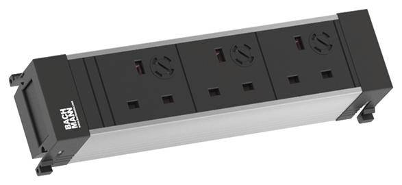 Bachmann 916.1129 Steckdosenleiste ohne Schalter Aluminium, Schwarz Schutzkontakt