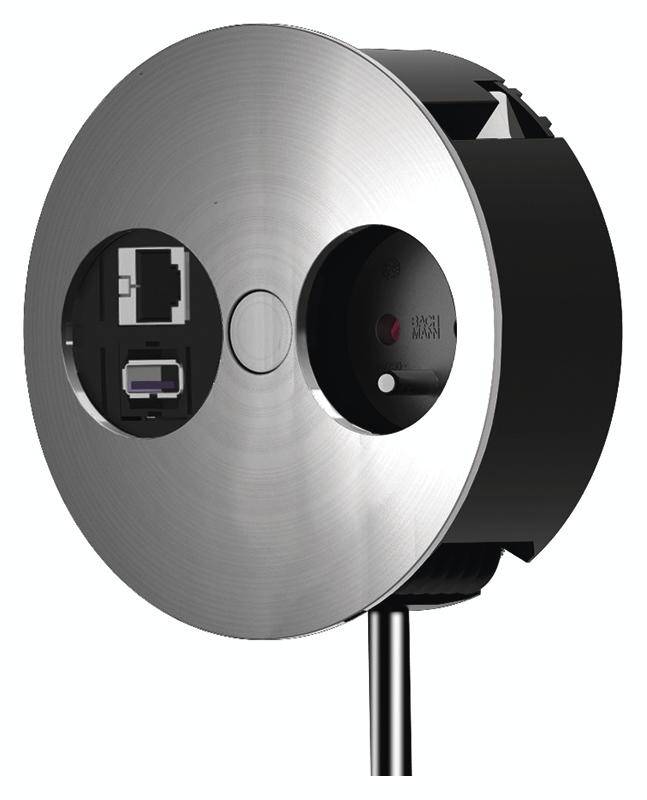 Bachmann 931.006 Unterputz-Steckdose mit USB, erhöhter Berührungsschutz, mit Cat6 Buchse IP20 Chrom