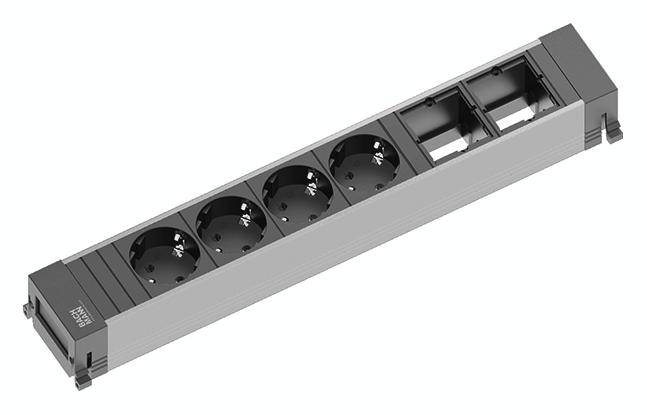 Bachmann 916.030 Steckdosenleiste ohne Schalter Aluminium, Schwarz Schutzkontakt