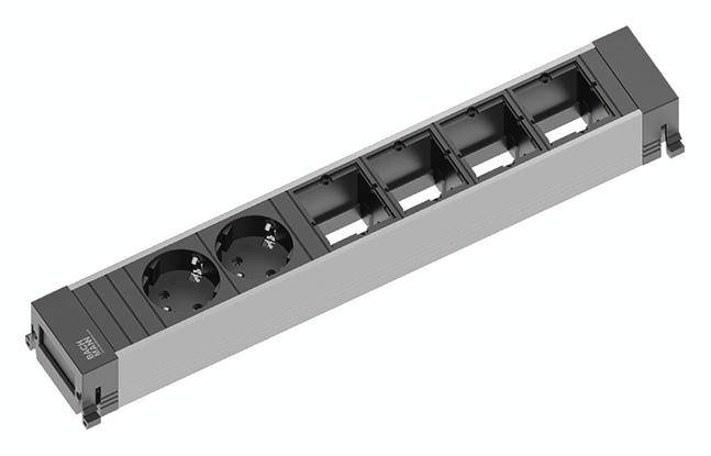 Bachmann 916.025 Steckdosenleiste ohne Schalter Aluminium, Schwarz Schutzkontakt
