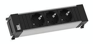 Bachmann 916.1192 Steckdosenleiste ohne Schalter Aluminium, Schwarz Schutzkontakt