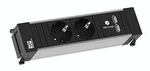 Bachmann 916.1193 Steckdosenleiste ohne Schalter Aluminium, Schwarz Schutzkontakt