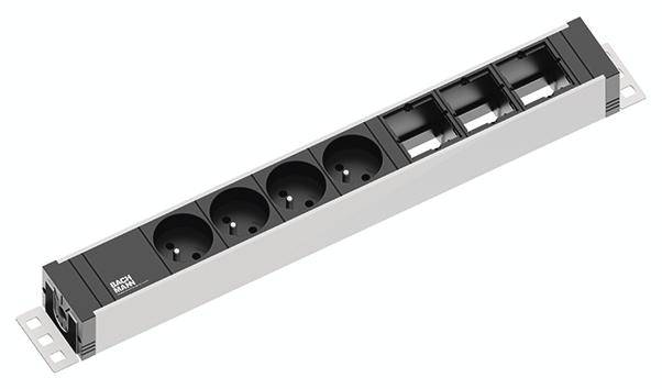 Bachmann 922.082 Steckdosenleiste Aluminium, Schwarz Schutzkontakt 1St.