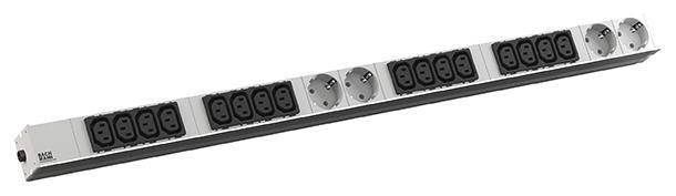 Bachmann 800.2335 19 Zoll Netzwerkschrank-Steckdosenleiste 1 HE Kaltgeräte-Steckdose C13 10A, Schutzkontaktsteckdose