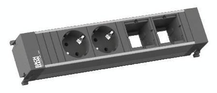 Bachmann 916.1000 Steckdosenleiste ohne Schalter Aluminium, Schwarz Schutzkontakt