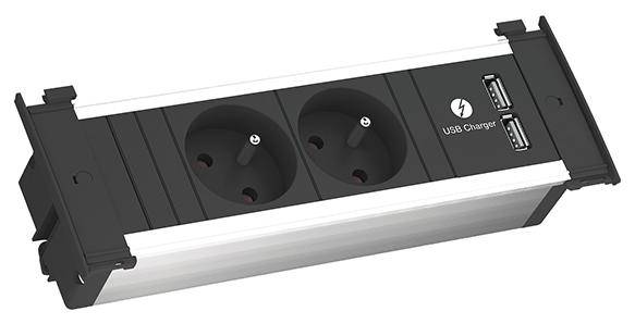 Bachmann 927.004 Steckdosenleiste Aluminium, Schwarz Schutzkontakt 1 St.