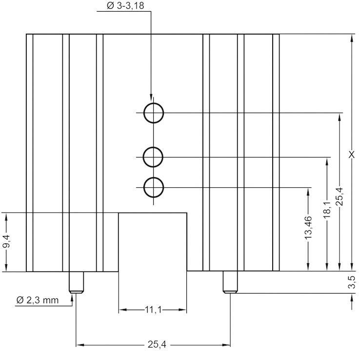 TRU Components 1586625 TC-V8511Y-203 Strangkühlkörper 4 K/W (L x B x H) 50.8 x 41.6 x 25mm TO-220, TOP-3, SOT-32