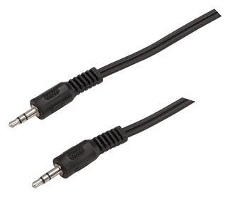 Zwei schwarze Audiokabel mit 3,5 mm Klinkensteckern an jedem Ende.