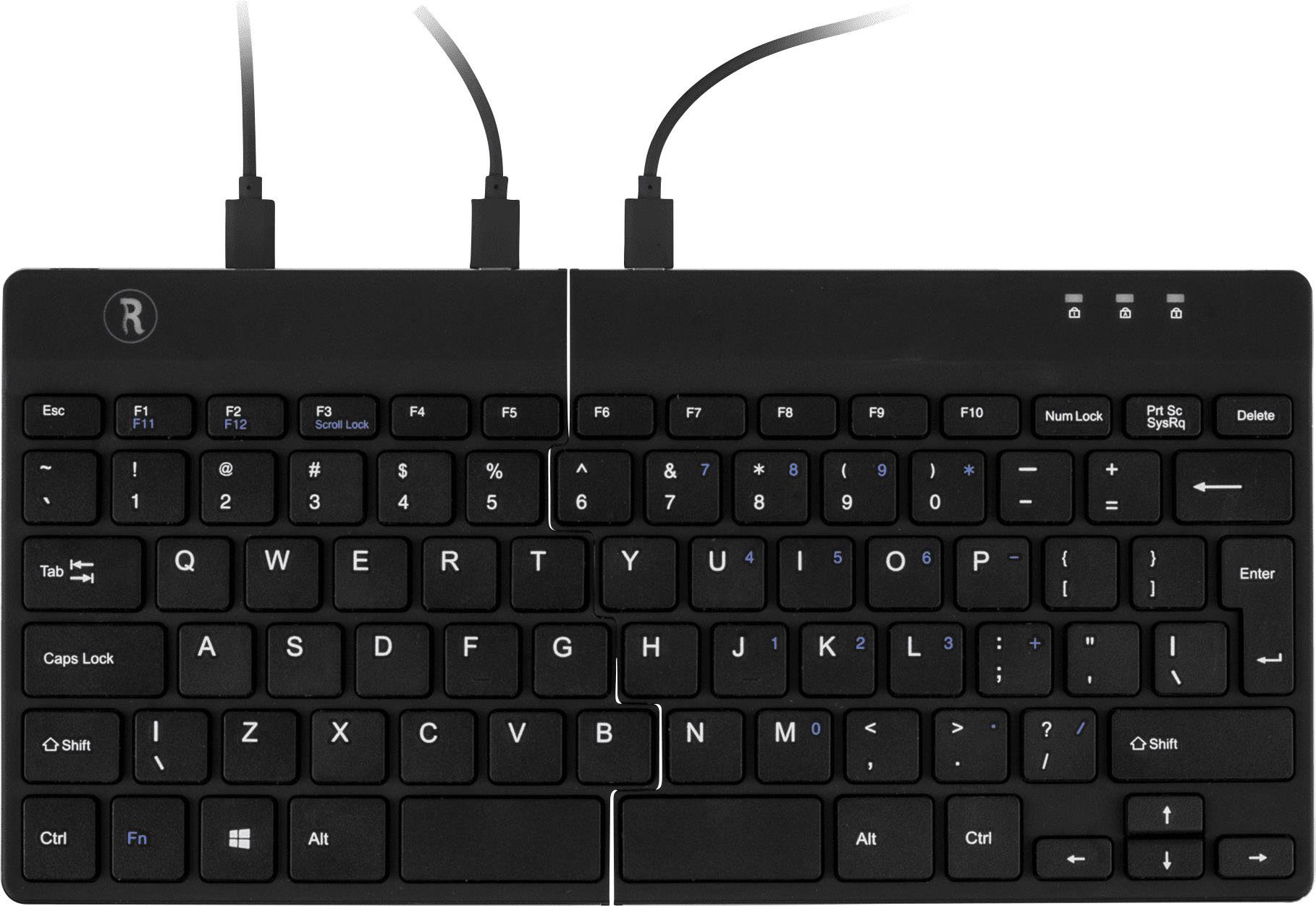 R-GO Tools Split USB Tastatur Englisch, QWERTY Schwarz Flexibel, Ergonomisch