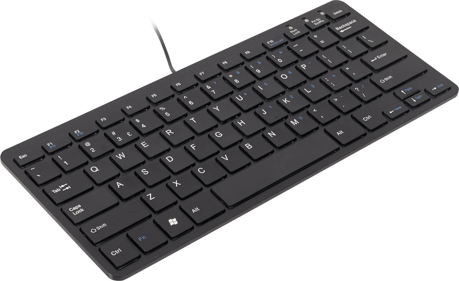 R-GO Tools Compact USB Tastatur Englisch, QWERTY Schwarz Ergonomisch