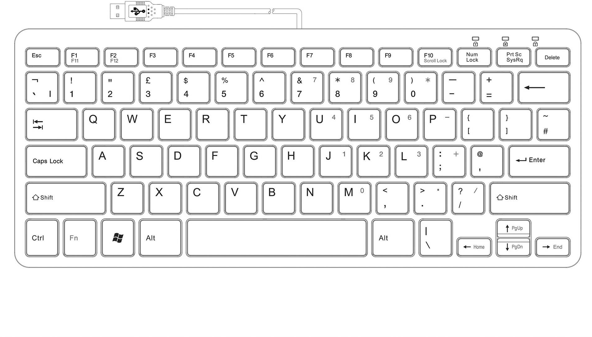R-GO Tools Compact USB Tastatur Englisch, QWERTY Schwarz Ergonomisch