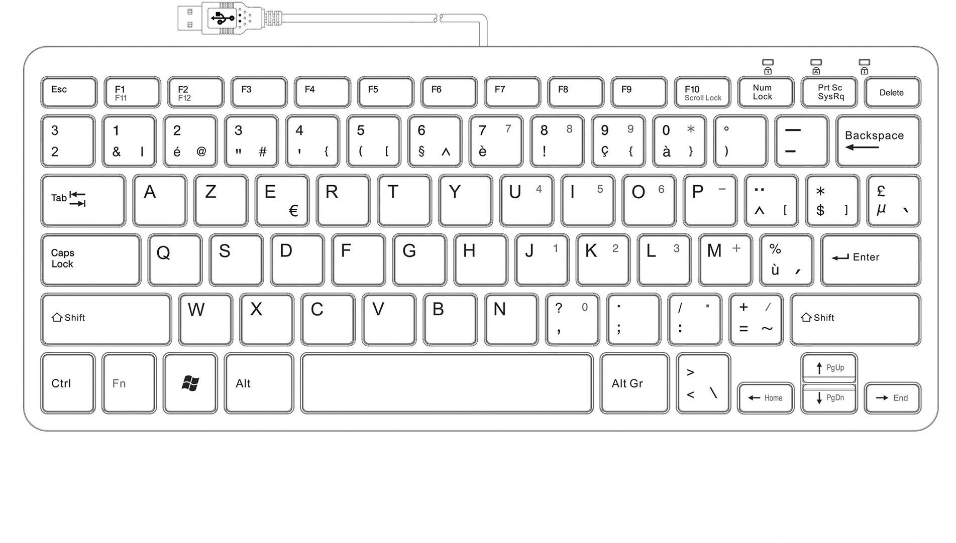 R-GO Tools Compact USB Tastatur Belgisch, AZERTY Schwarz Ergonomisch