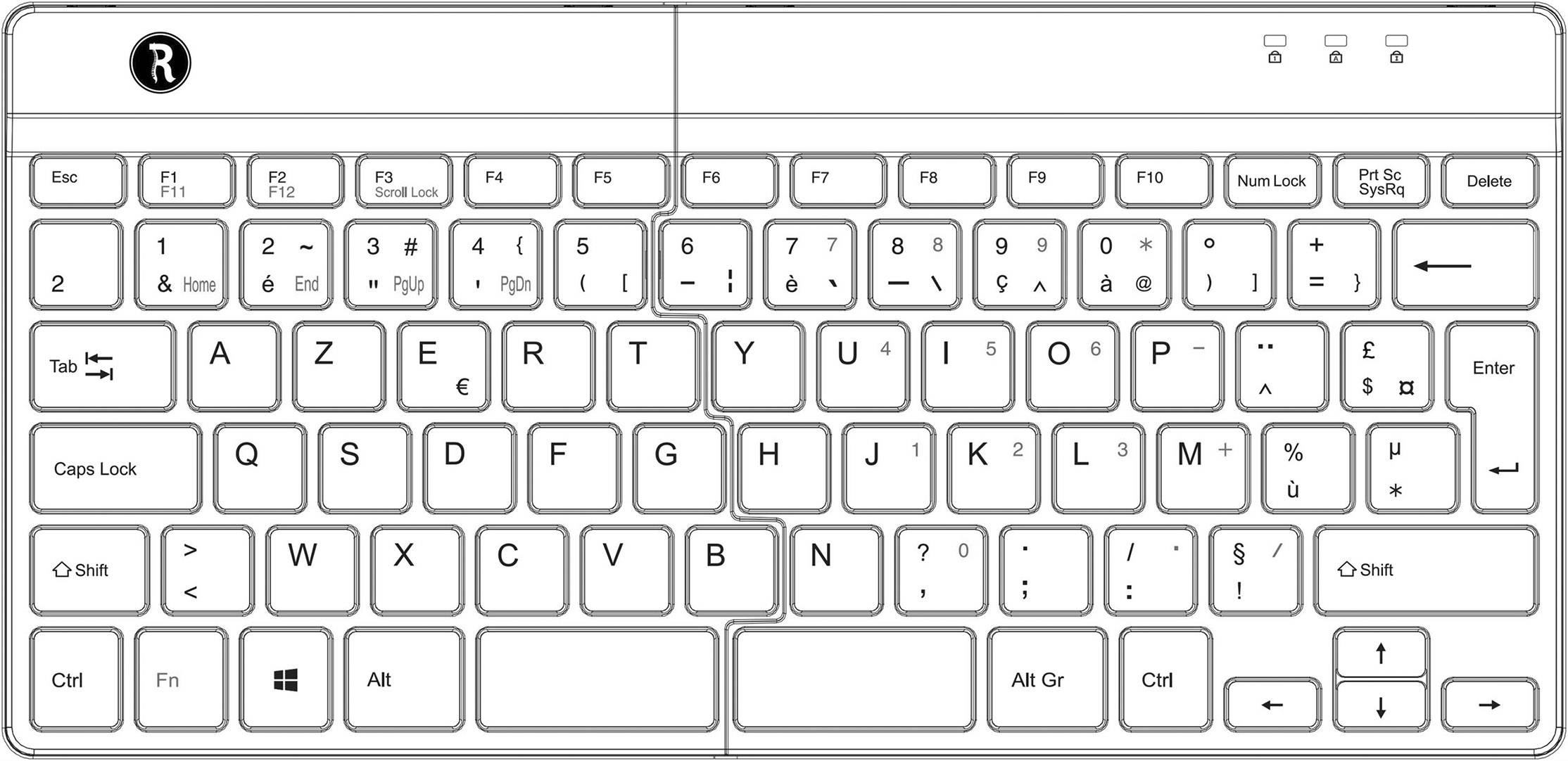 R-GO Tools Split USB Tastatur Französisch, AZERTY Schwarz Flexibel, Ergonomisch