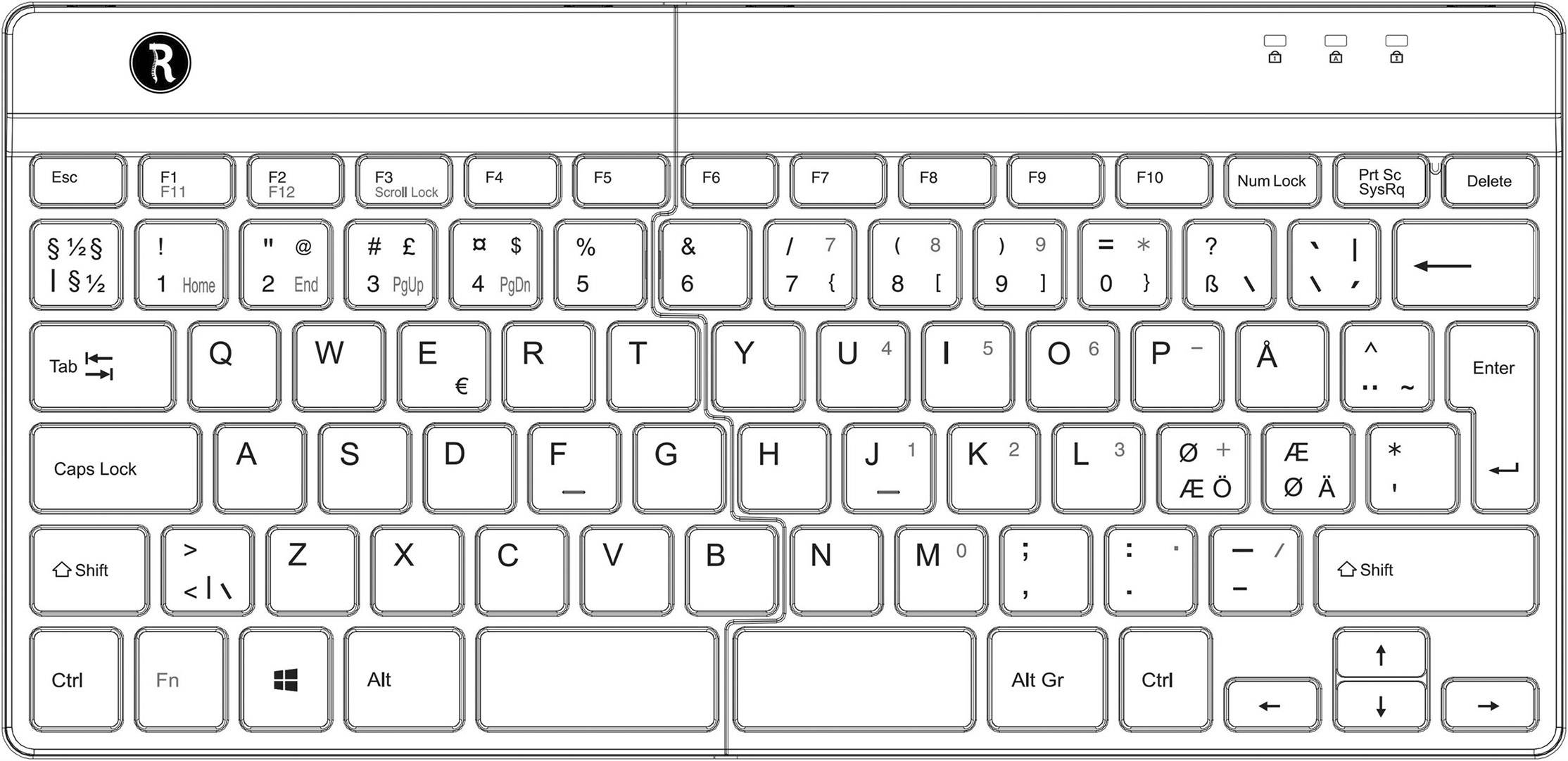 R-GO Tools Split USB Tastatur Nordisch, QWERTY Schwarz Flexibel, Ergonomisch