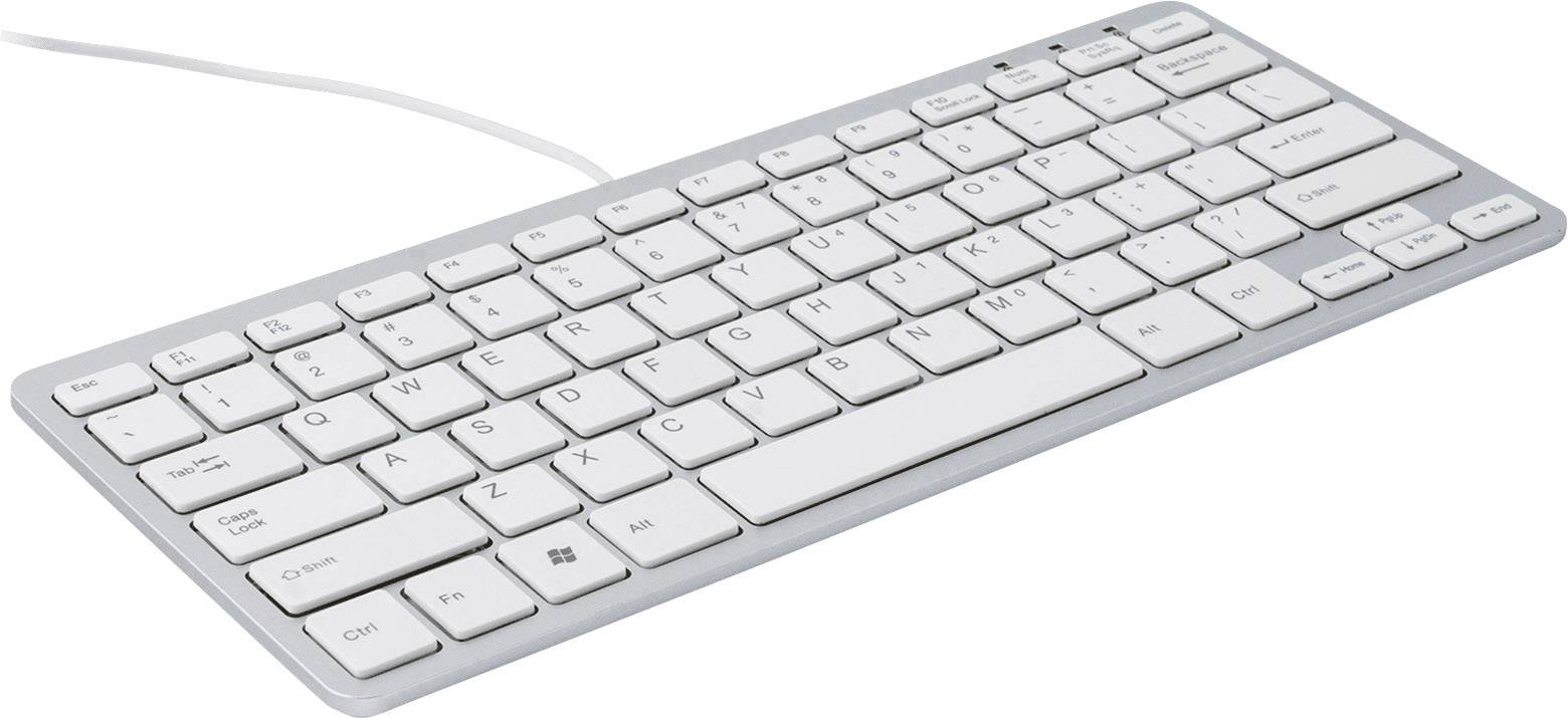 R-GO Tools Compact USB Tastatur Englisch, QWERTY Weiß Ergonomisch