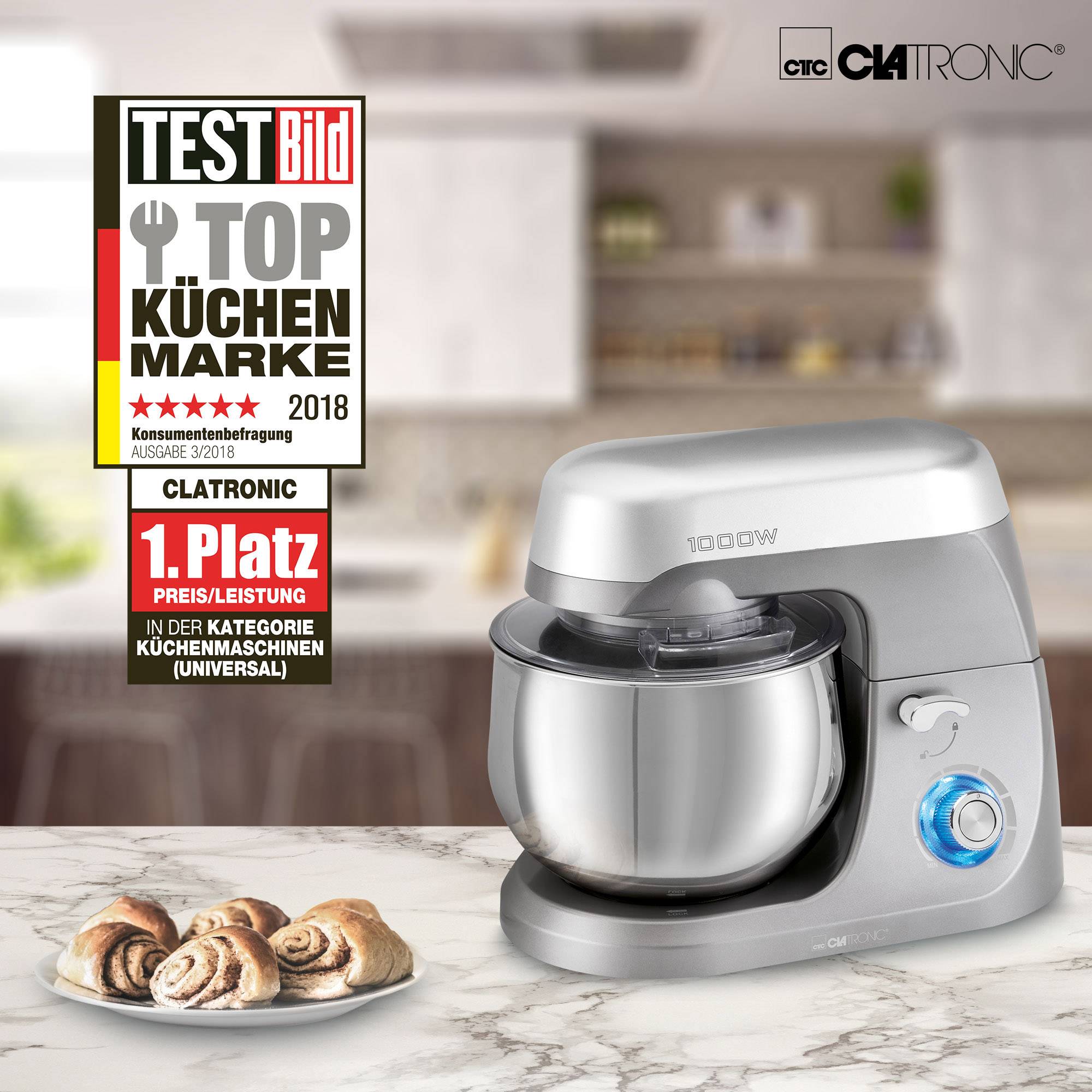 Clatronic KM 3709 Knetmaschine 1000 W Titan