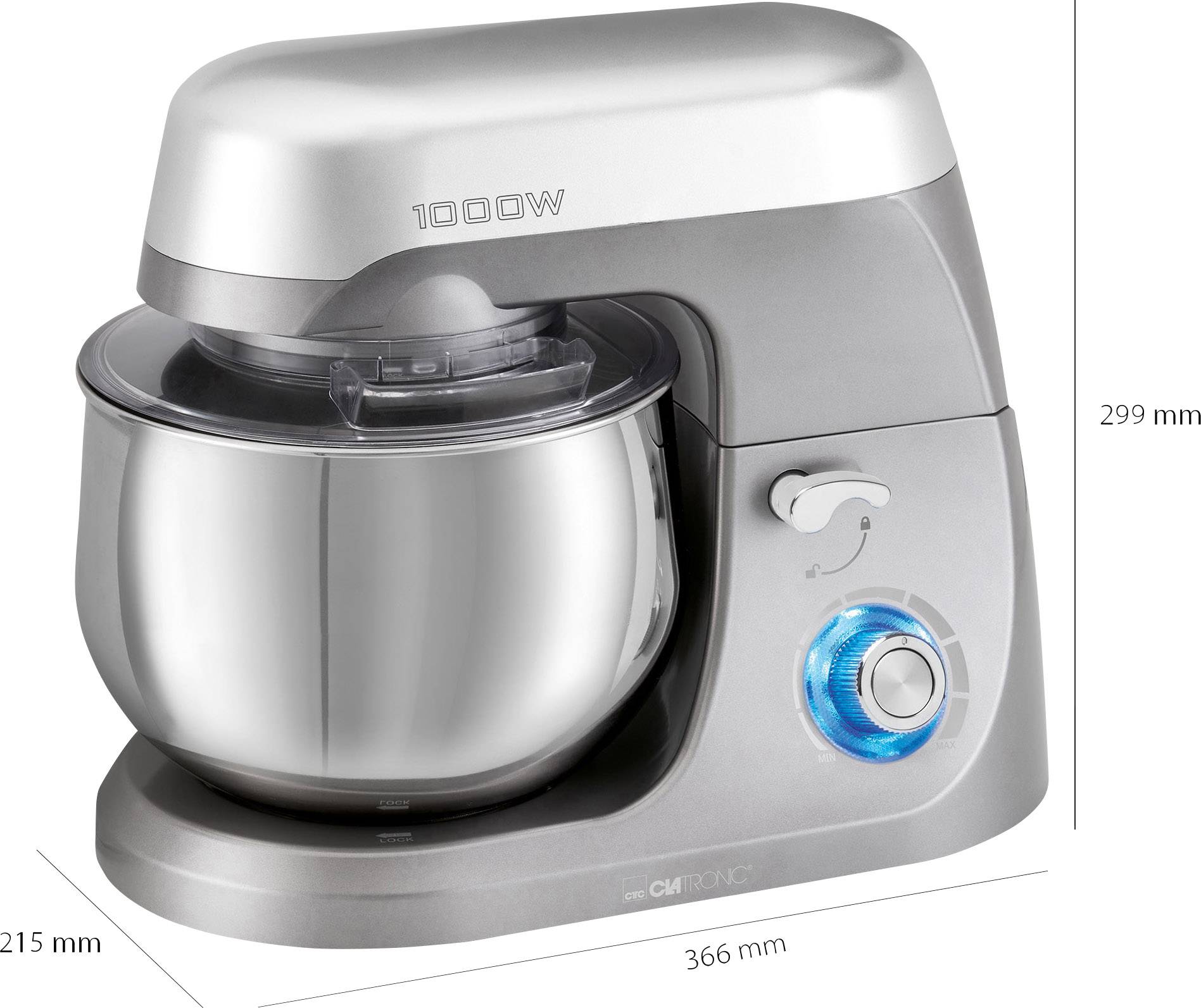 Clatronic KM 3709 Knetmaschine 1000 W Titan