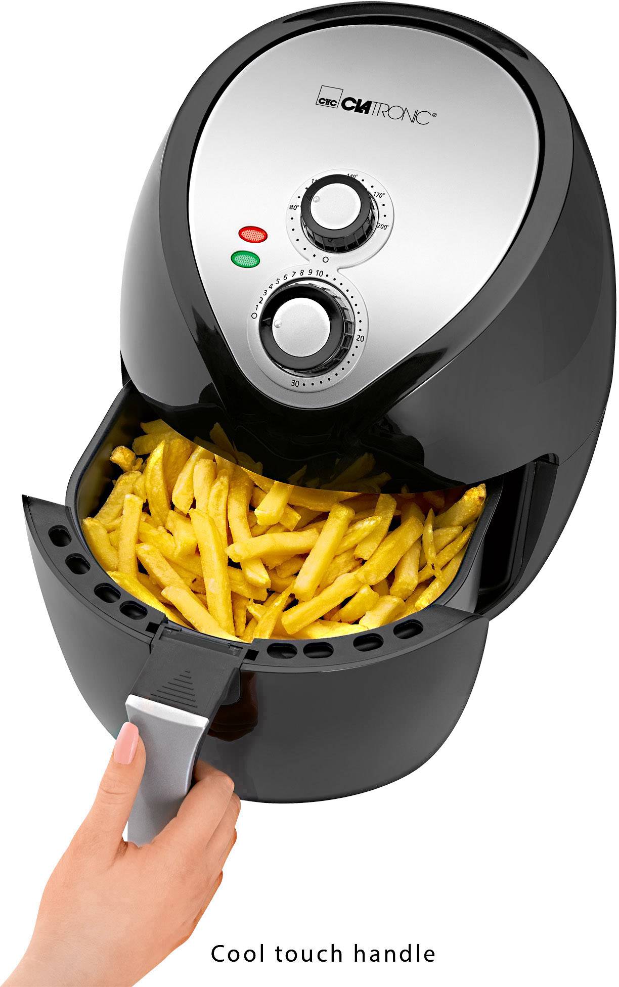 Clatronic FR 3699 Heißluft-Fritteuse 3.6 l 1400 W mit manueller Temperatureinstellung Schwarz