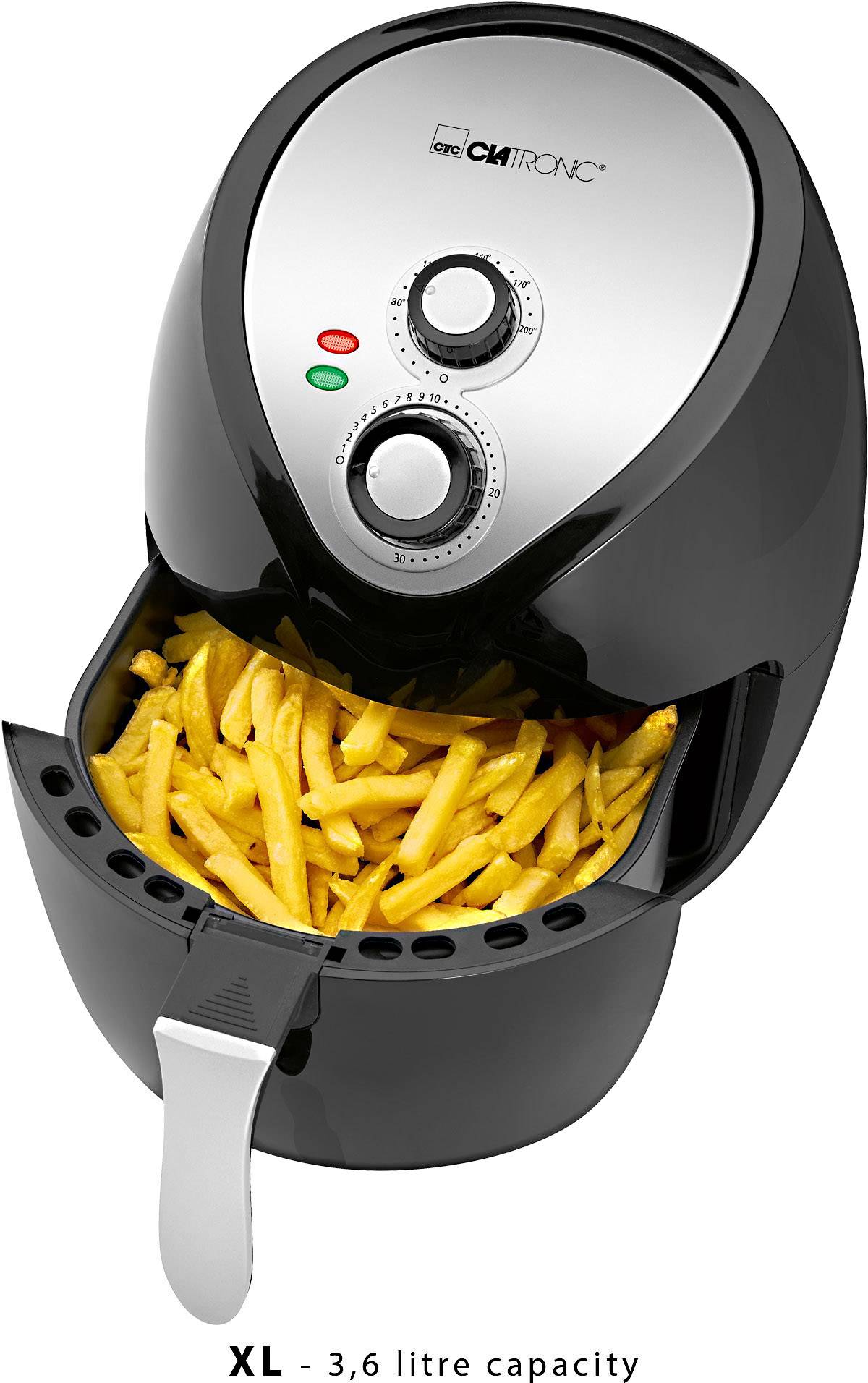 Clatronic FR 3699 Heißluft-Fritteuse 3.6 l 1400 W mit manueller Temperatureinstellung Schwarz