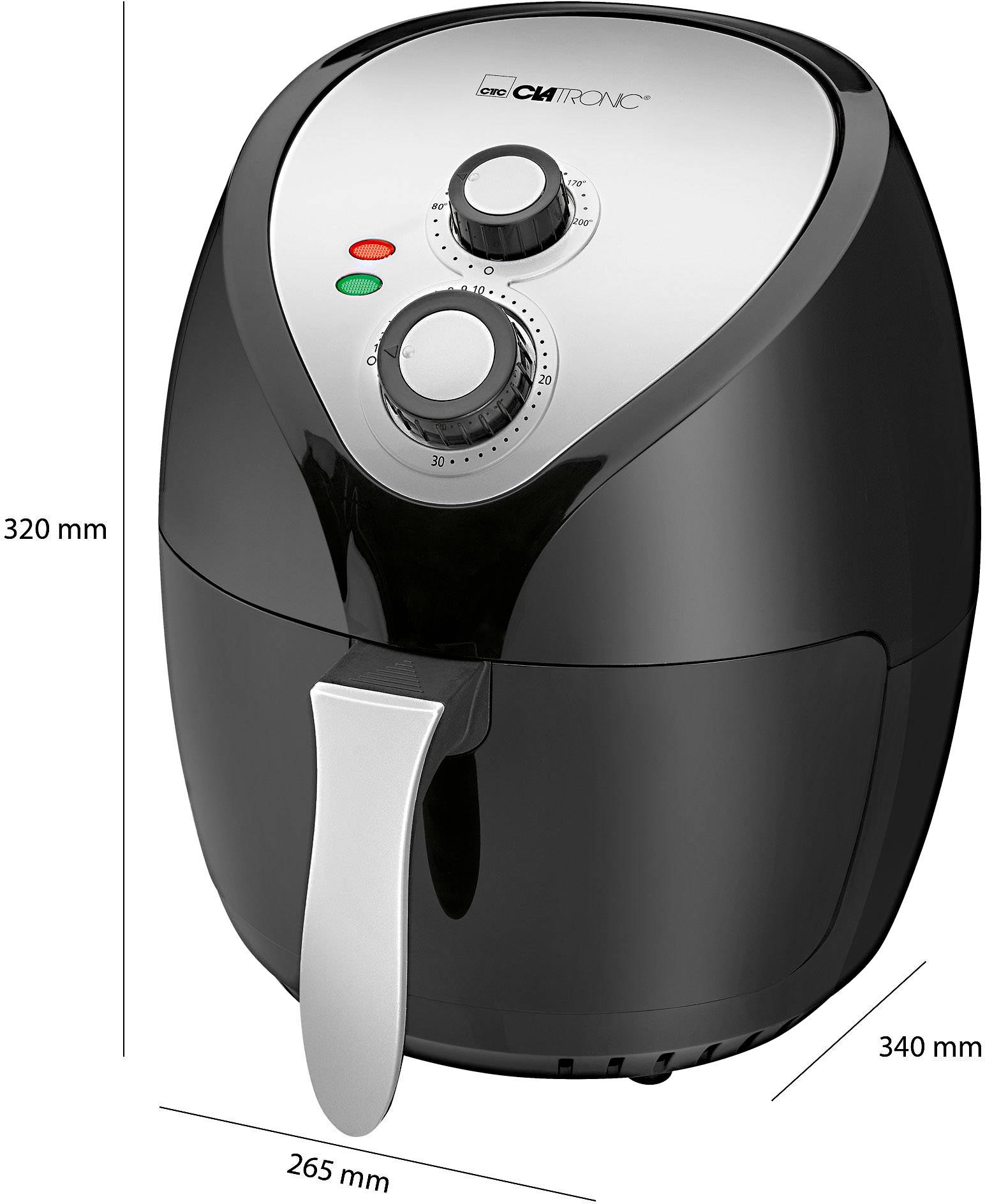 Clatronic FR 3699 Heißluft-Fritteuse 3.6 l 1400 W mit manueller Temperatureinstellung Schwarz