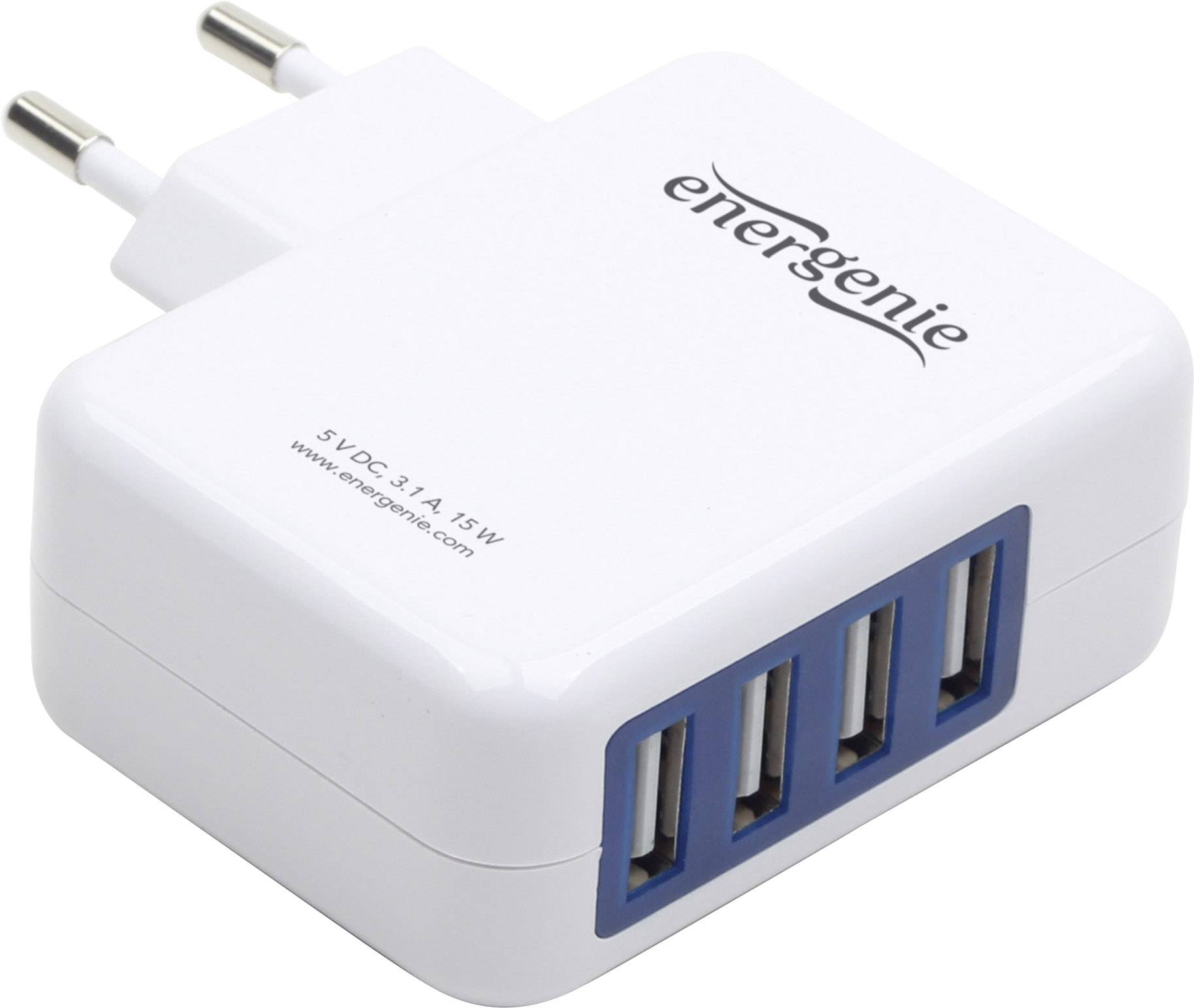 Energenie Uni-4-fach USB Ladegerät 15 W USB Weiß Steckdose