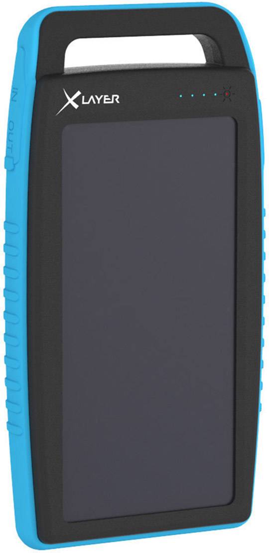 Zusatzakku XLayer Powerbank PLUS Solar Black/Blue 15.000 mAh