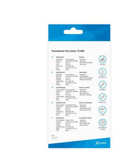 Xlayer Powerbank Plus 215774 Solar-Ladegerät Ladestrom Solarzelle 220 mA 15000 mAh