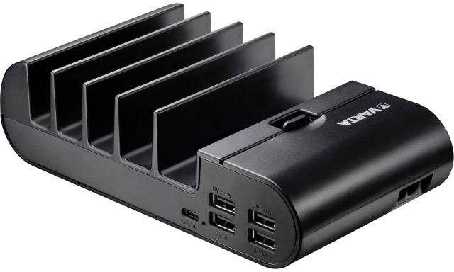 Varta Home-Station USB Ladestation 50 W USB, USB-C® Buchse Schwarz Steckdose