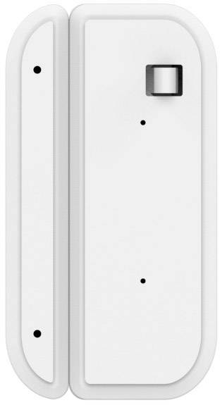 Weißer, rechteckiger Tür- oder Fensterkontakt mit abgerundeten Ecken, verwendet für Sicherheits- oder Smart Home-Anwendungen.