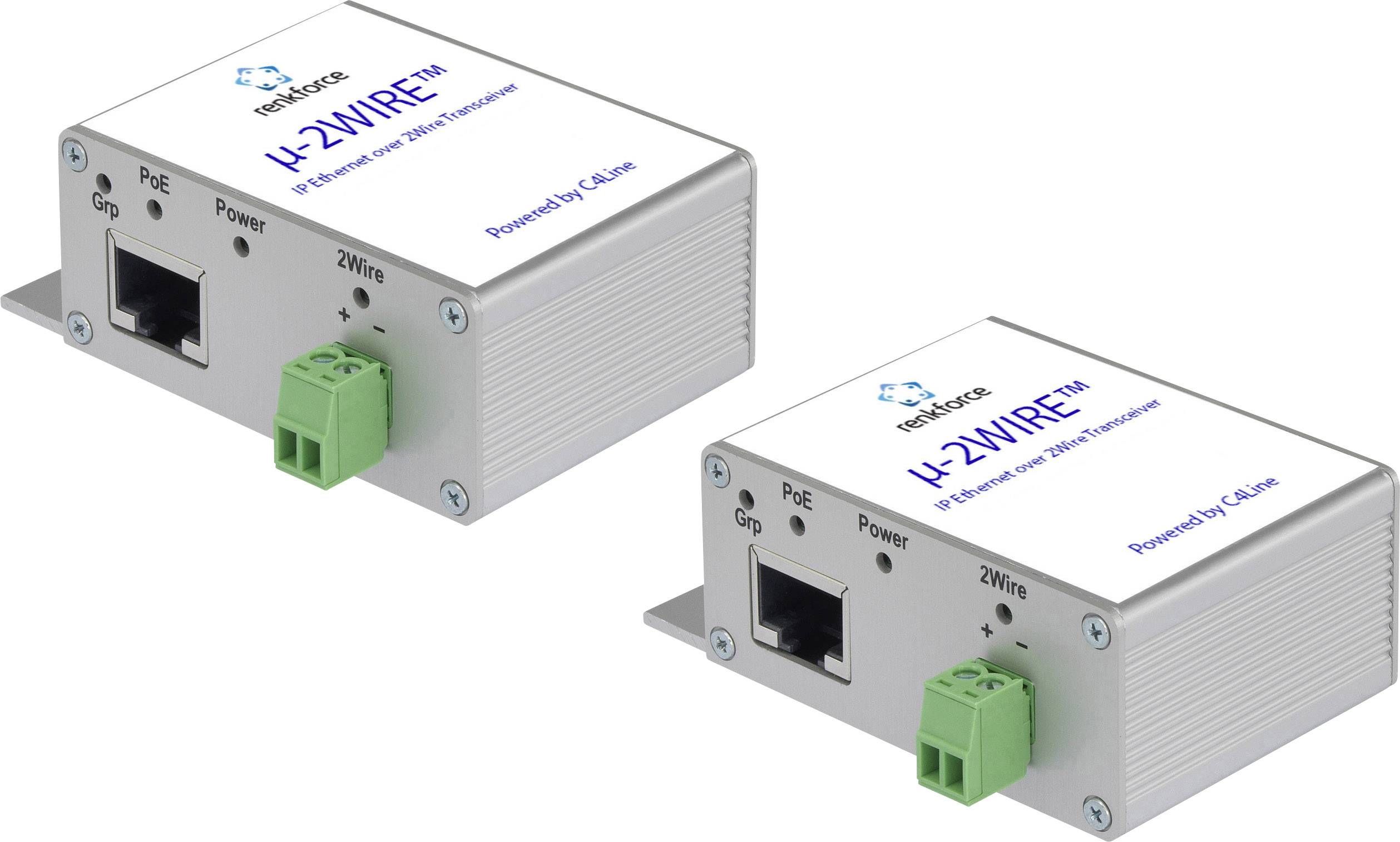 Renkforce RF-3684876 Netzwerkverlängerung 2-Draht Reichweite (max.): 300m 3 St. 200MBit/s mit PoE-Funktion