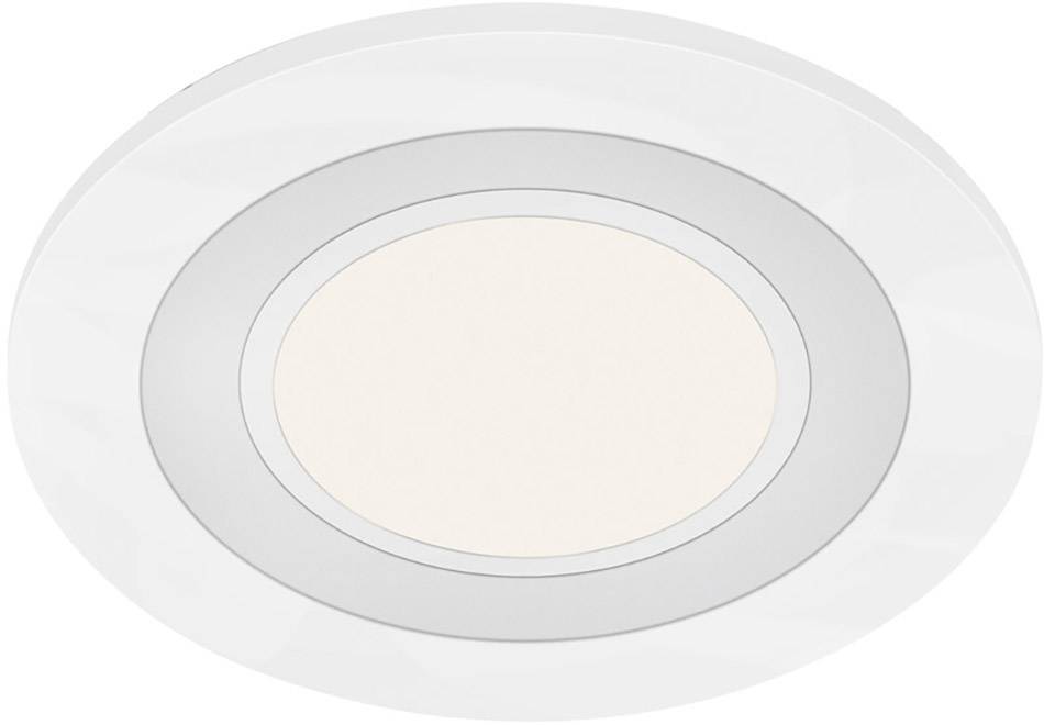 Rundes, weißes LED-Downlight mit zentralem Leuchtbereich, minimalistische Gestaltung, geeignet für moderne Innenräume.