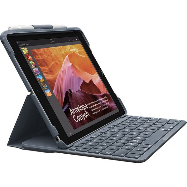 Logitech Slim Folio Tablet-Tastatur mit BookCover Passend für Marke (Tablet): Apple iPad 9.7 (März 2017), iPad 9.7 (März 2018)