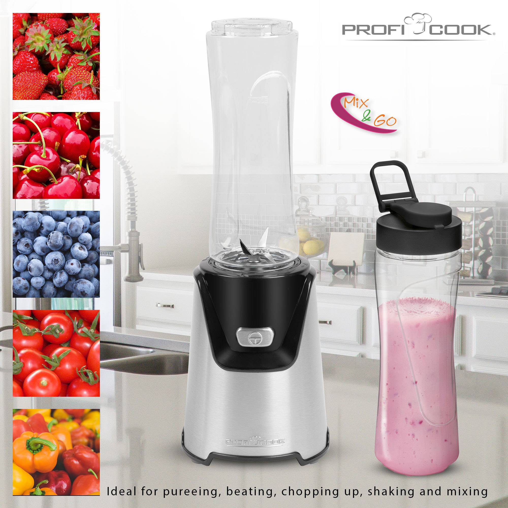 Profi Cook PC-SM 1153 Smoothie-Maker Edelstahl, Schwarz