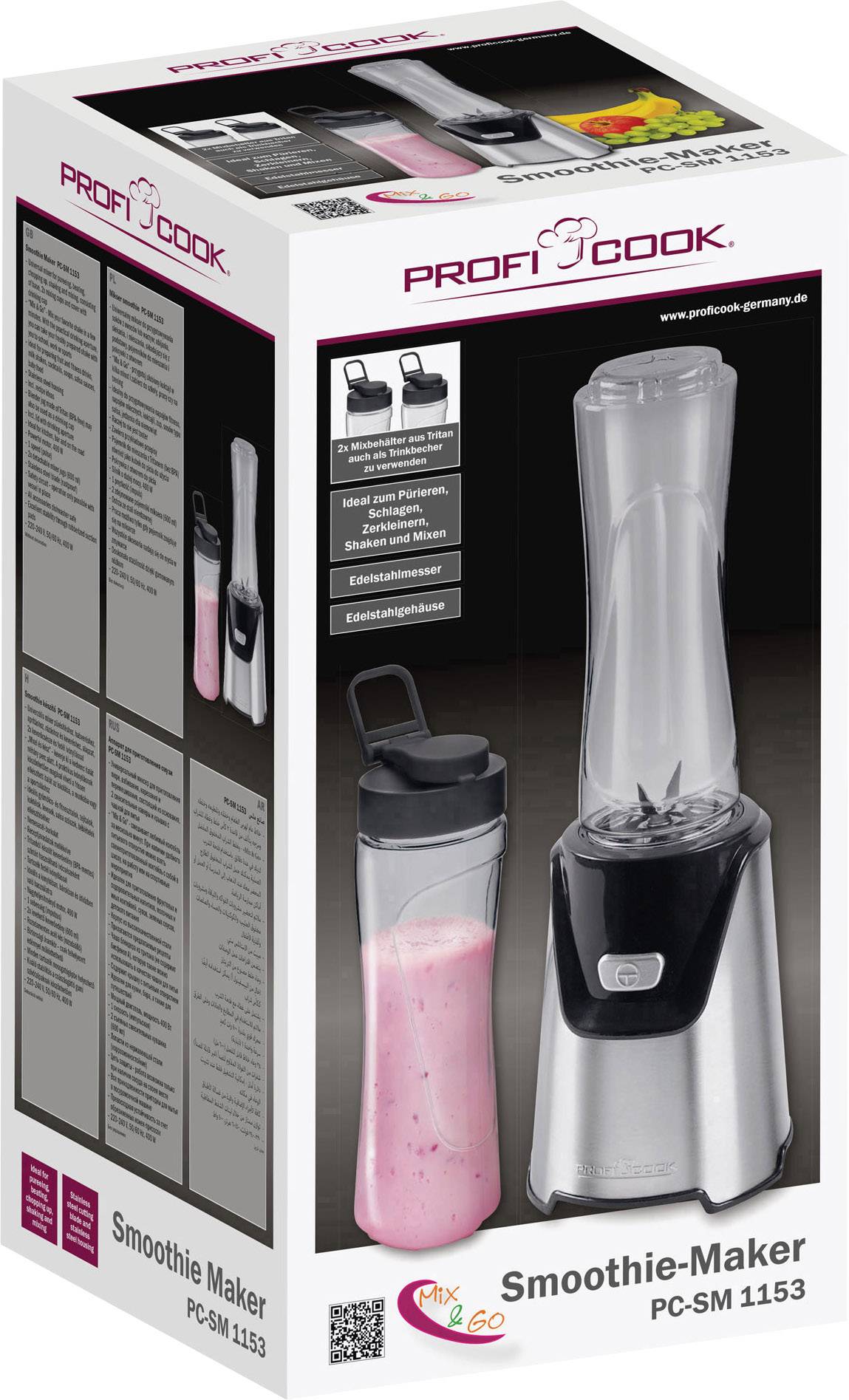 Profi Cook PC-SM 1153 Smoothie-Maker Edelstahl, Schwarz