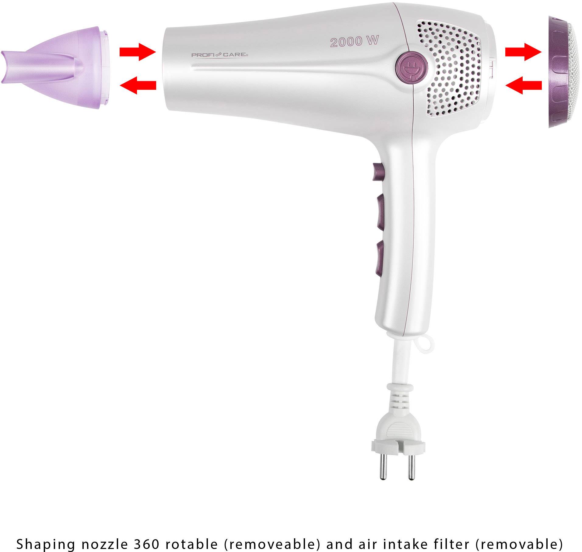 Profi-Care PC-HT 302 Haartrockner Perlmutt, Flieder