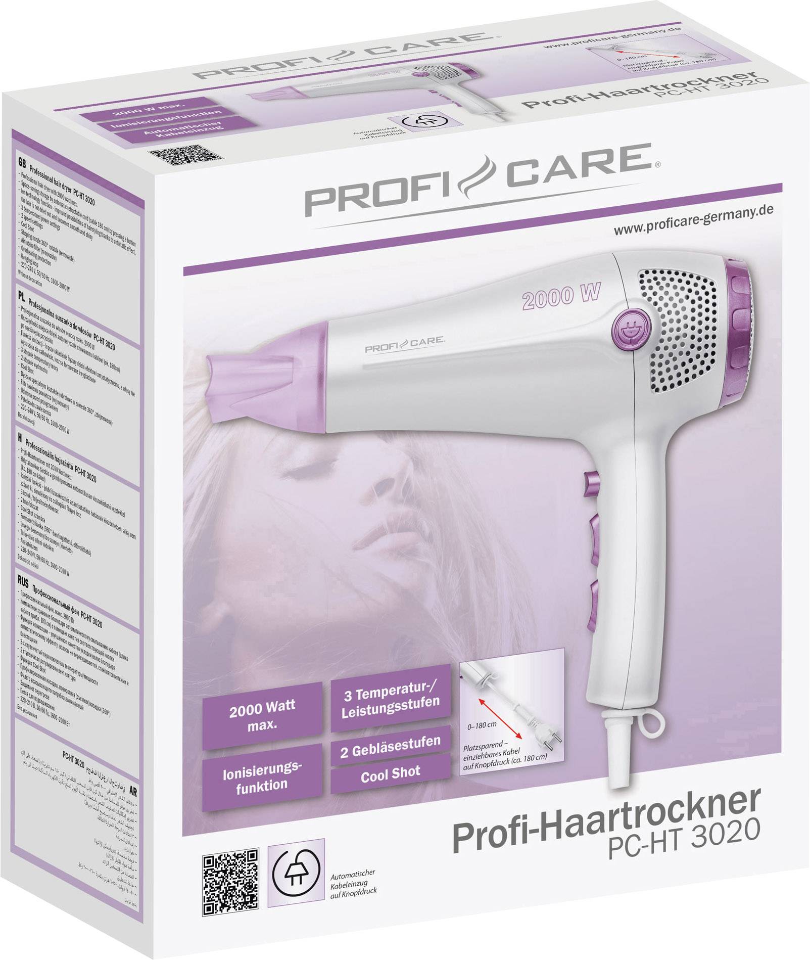Profi-Care PC-HT 302 Haartrockner Perlmutt, Flieder