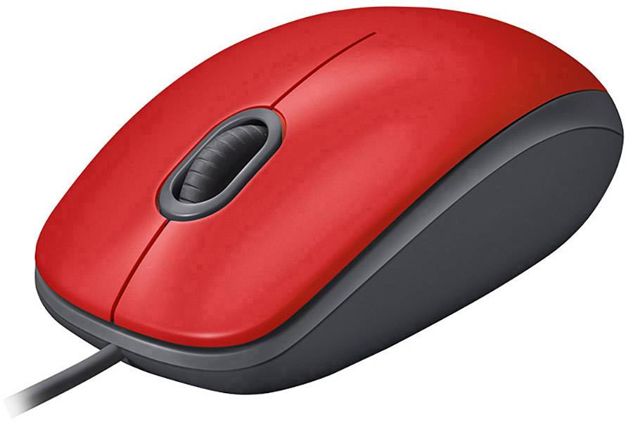 Logitech M110 SILENT Maus USB Optisch Rot 3 Tasten 1000 dpi Integriertes Scrollrad