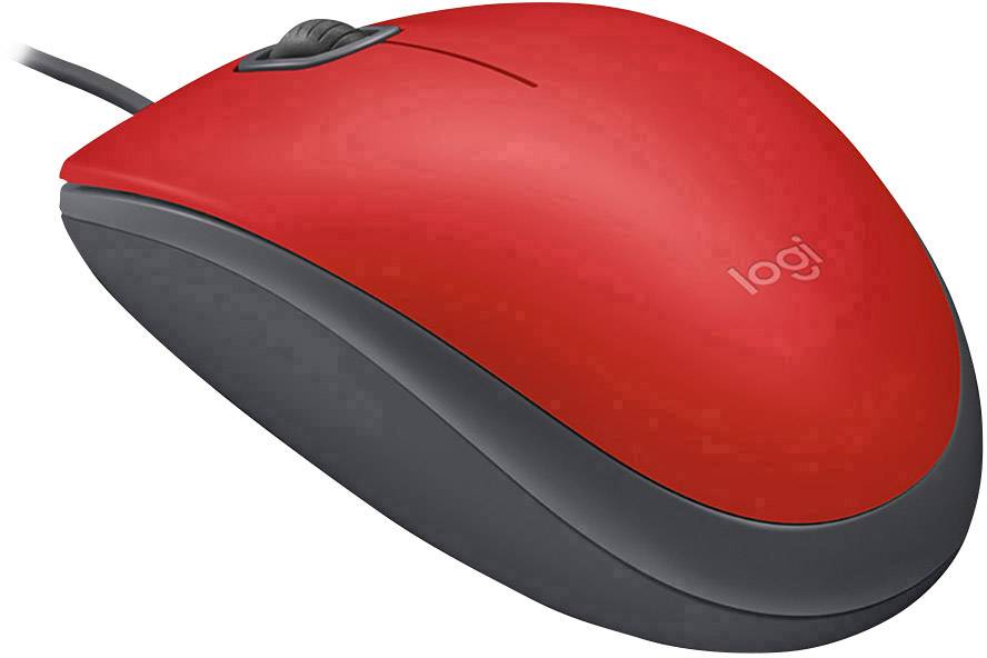 Logitech M110 SILENT Maus USB Optisch Rot 3 Tasten 1000 dpi Integriertes Scrollrad