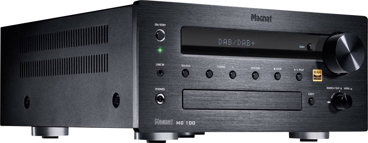 Magnat MC 100 Stereo Receiver 2x35 W Schwarz Bluetooth®, DAB+, High-Resolution Audio, USB, WLAN