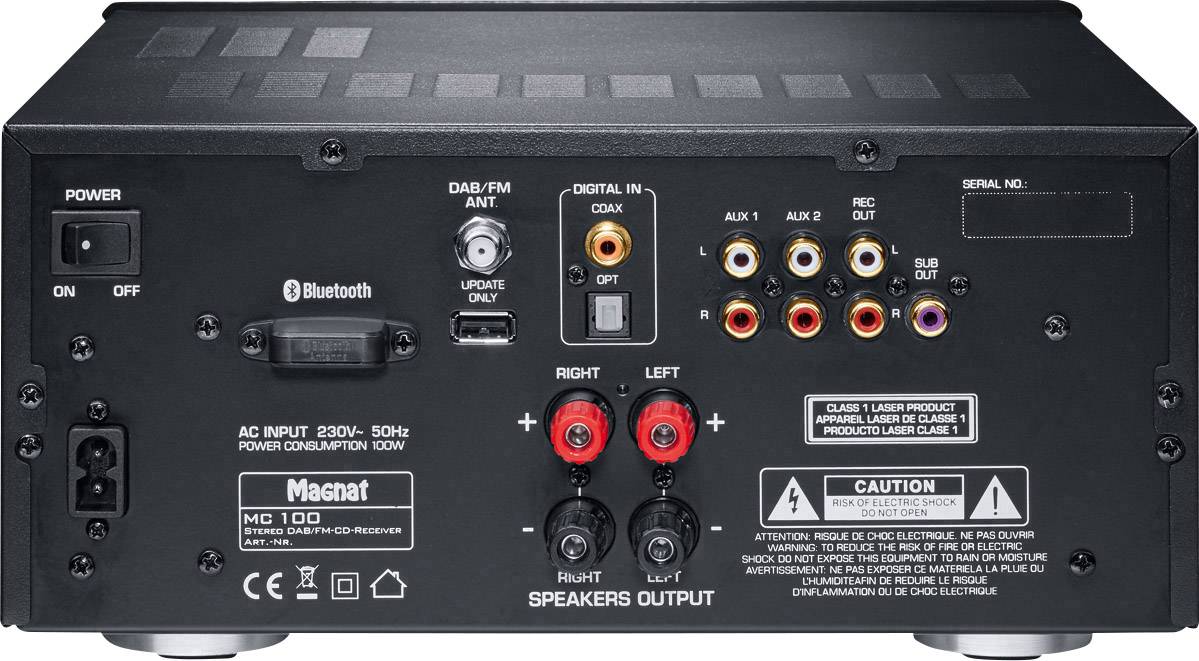 Magnat MC 100 Stereo Receiver 2x35 W Schwarz Bluetooth®, DAB+, High-Resolution Audio, USB, WLAN