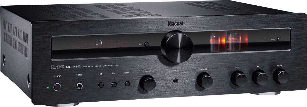 Magnat MR 780 Stereo Receiver 2 x 100 W Schwarz Bluetooth®, DAB+, USB, Röhren-Vorstufe