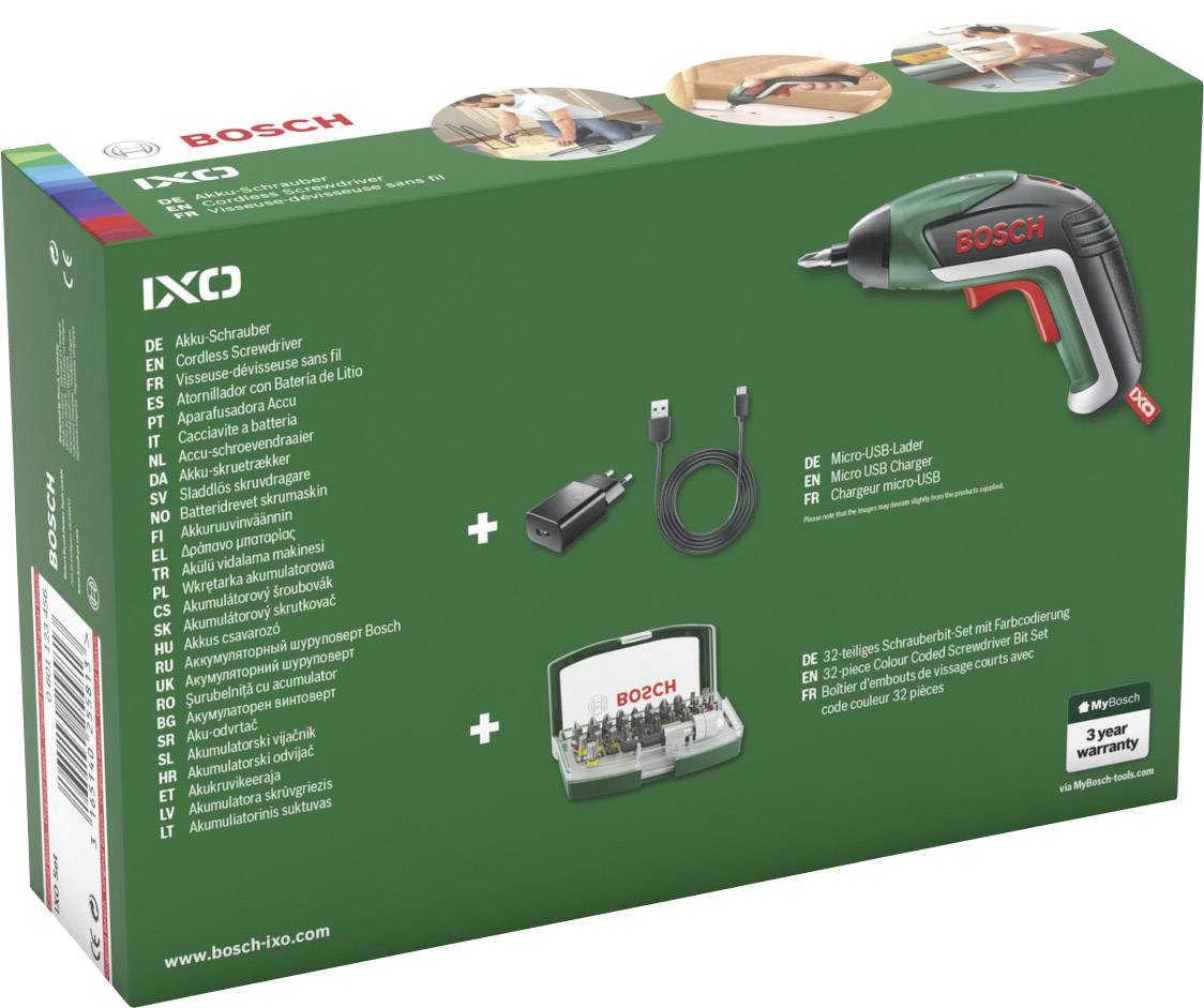 Bosch Home and Garden IXO V 06039A800S Akku-Schrauber 3.6V 1.5Ah Li-Ion inkl. Akku, mit Zubehör