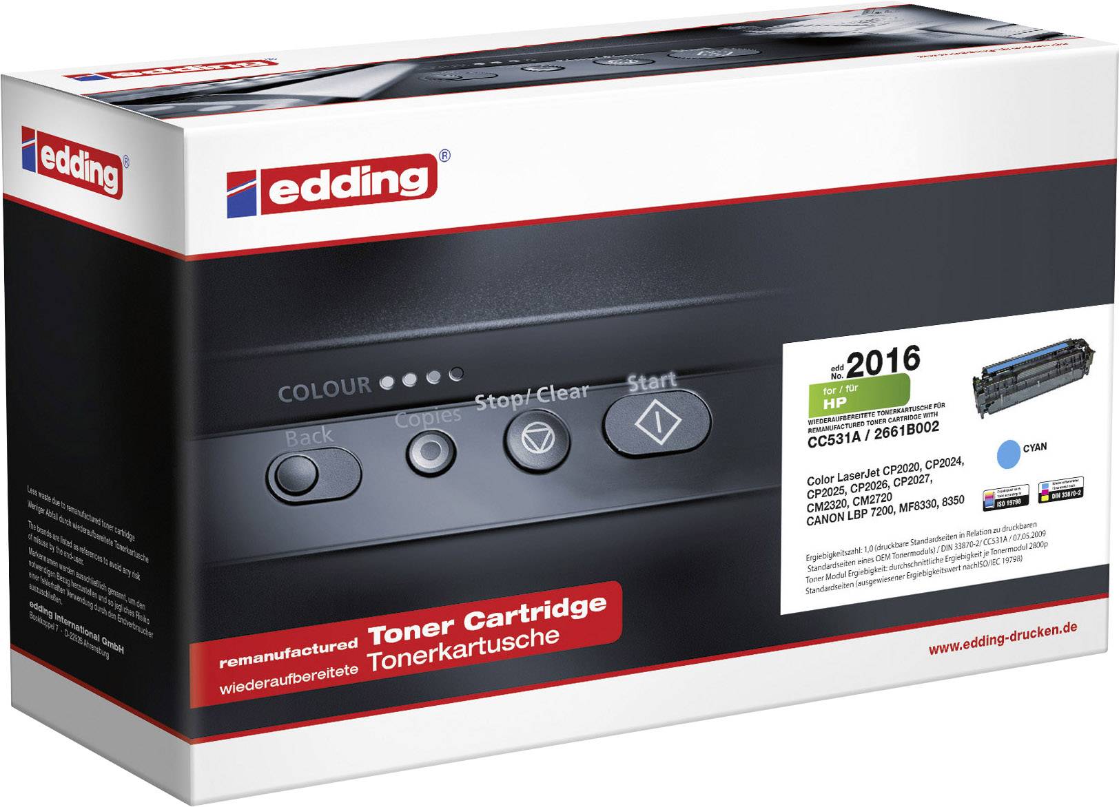 Edding Toner ersetzt HP 304A, CC531A Cyan 2800 Seiten Kompatibel Tonerkassette