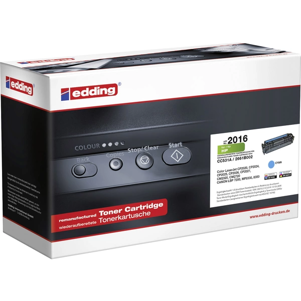 Edding Toner ersetzt HP 304A, CC531A Cyan 2800 Seiten Kompatibel Tonerkassette Edding Toner ersetzt HP 304A, CC531A Cyan 2800 Seiten Kompatibel Tonerkassette
